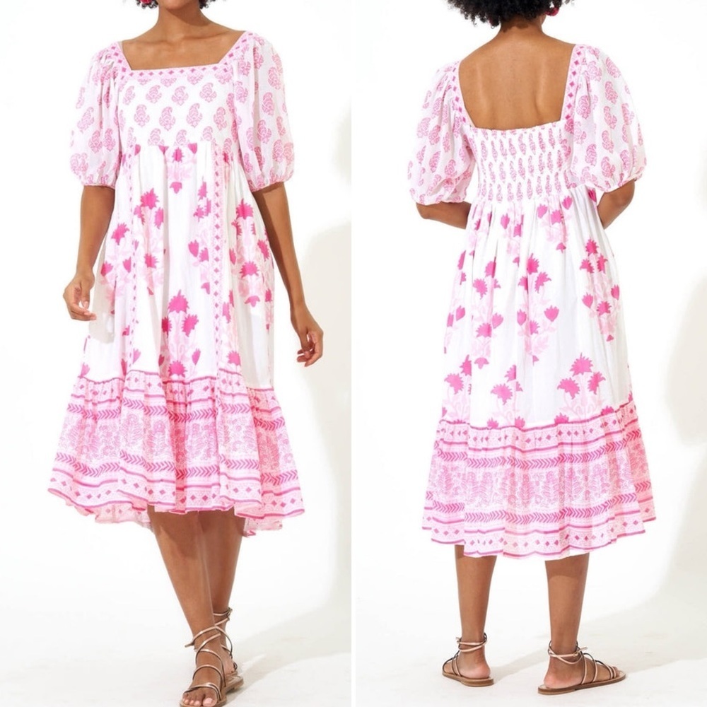 Oliphant Pink And White Midi Dress